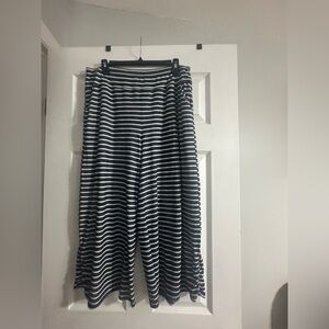 Democracy Blue & White Striped wide leg pants